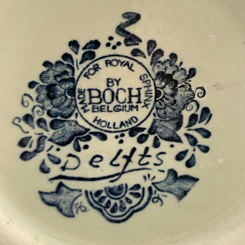 BOCH for ROYAL SPHINX DELFTS Genuine Vintage Porcelain Vase, Floral Blue & White - Picture 5 of 9